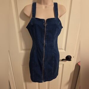 Iris Blue Denim Overalls with Classic Jean Texture